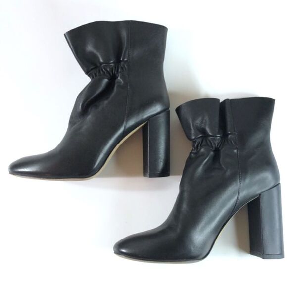 Botkier Rylie Slouchy Ankle Boots Chunky Leather Heeled Booties in Black 8.5 - Picture 4 of 15